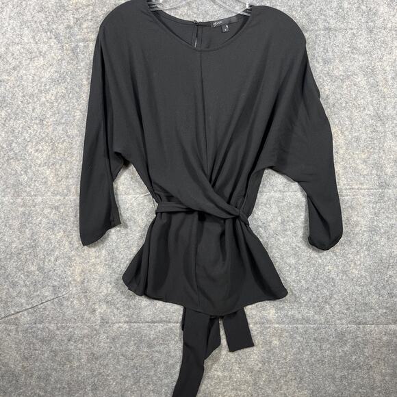 Gibson Tops - Gibson Size Small Women’s Tie Front Blouse Black Dressy 3/4 Sleeves Pullover EUC